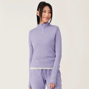 allbirds Natural Run Mid Layer 1/4‎ zip top Purple Hush Merino Wool Cotton